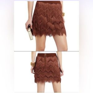 BCBGMAXAZRIA SMODIE CROCHET FRINGE MINI SKIRT Small
